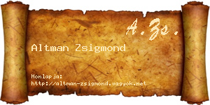 Altman Zsigmond névjegykártya